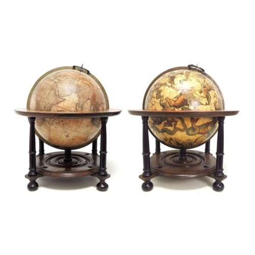 A pair of extremely rare Valk table globes [GLOBES – TERRESTRIAL & CELESTIAL].