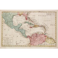 [Lot of 2 maps] Kaart van de onderkoningschappen van Mexico en Nieuw Granada/ Carte de l'Isle de la Martinique, / antique map of the main Carabean islands] Cuba Insula, inset: Havanna portus; Hispanolia Insula.