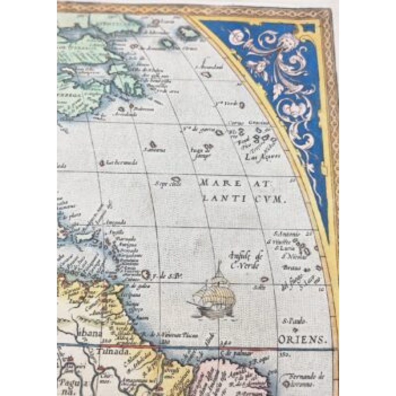 An early and beautifully contemporary hand-coloured worldatlas by Ortelius.