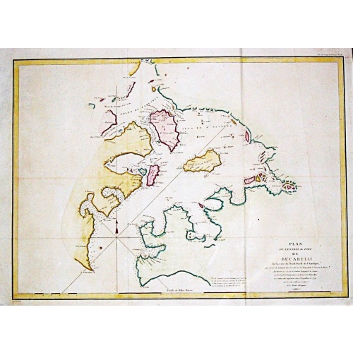 [Lot of 2 maps] Important plan of Port Bucarelli 1384 / Chart of the entrance of "Bassin de L'Quest", La Perouse. 1709