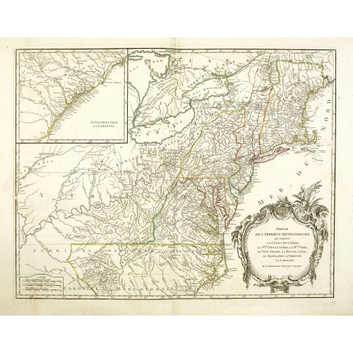 Partie De L'Amerique Septentrionale... Le Cours De L'Ohio, La N.lle Angleterre, a Nlle York, le New Jersey , La Pensyvanie, Le Maryland, Le Virginie, La Carolina...1755
