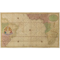 Nieuwe Wassende Graadige Pas-kaart van de Kust van Guinea en Brasilia.