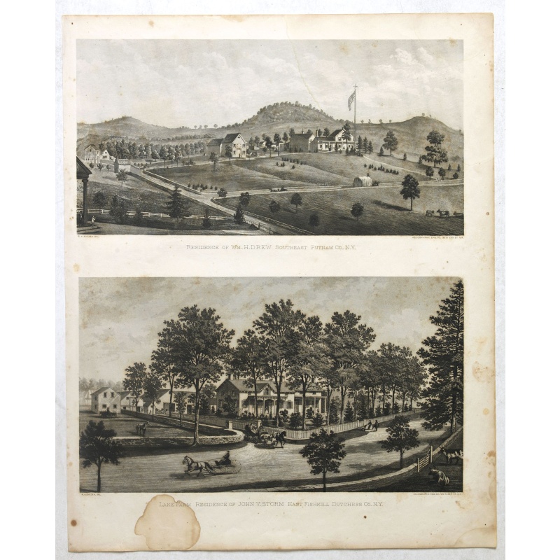Résidence of WM H.Drew Southeast Putnam Co.N.Y / Lake Farm Résidence of John V.Storm East Fiskill Dutches Co.N.Y.
