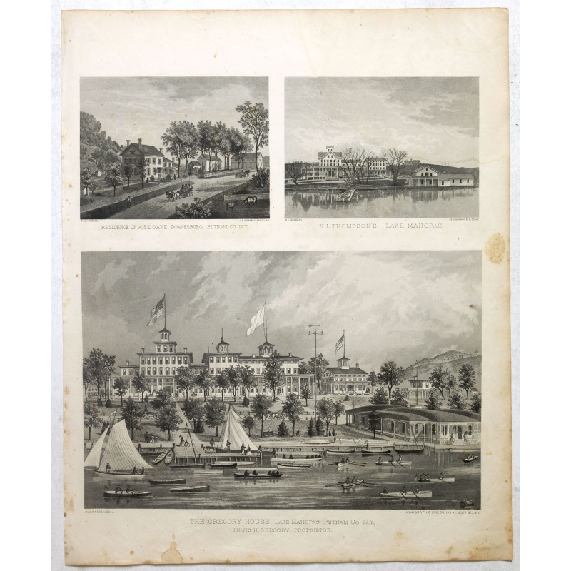 Residence of A.S. Doane Doanesburg Putnam Co. N.Y. - N. L. Thompsons's lake Mahopac - The Gregory House lake Mahopac Putnam Co N. Y. Lewis H. Gregory Proprietor.