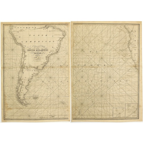 A general chart of the South Atlantic Ocean Drawn by J.W.Norie hydrographer. Revised & Corrected 1854.