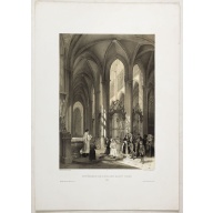 INTERIEUR DE L'EGLISE SAINT OUEN A ROUEN. Dessiné d'après nature par Chapuy. Lith. Par Arnout. Fig par Bayot.
