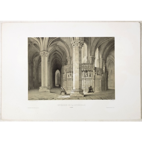 INTERIEUR DE LA CATHEDRALE A CHARTRES. Dessiné d'après nature par Chapuy. Lith. Par Bachelier.