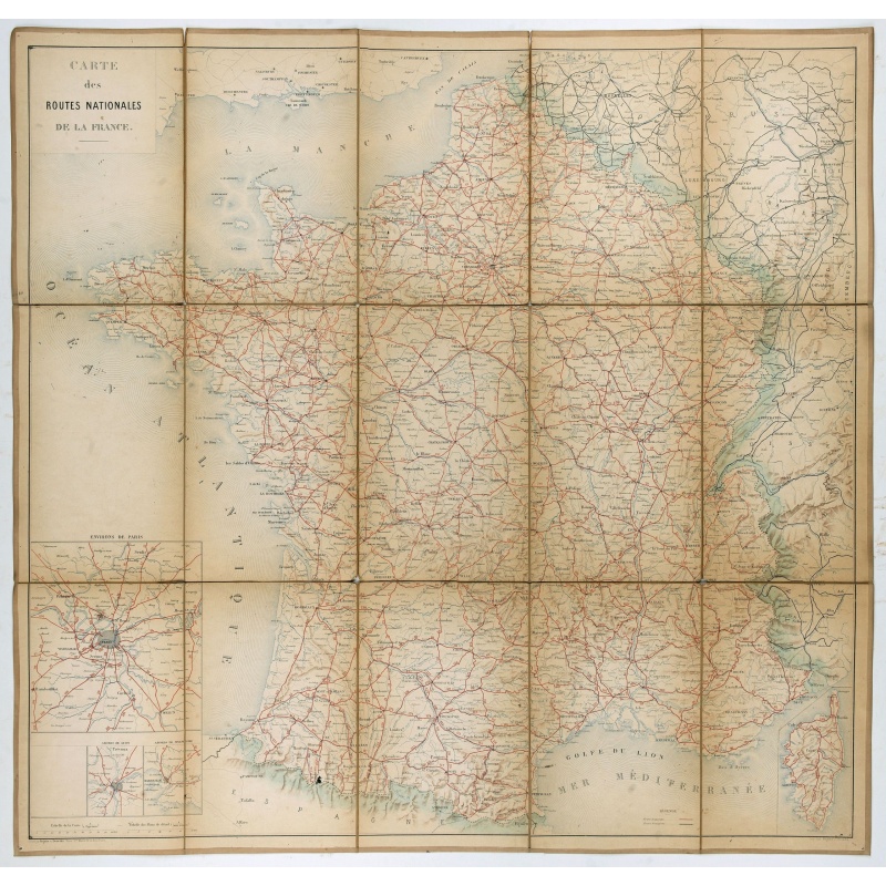 Carte nationale des routes de la France.