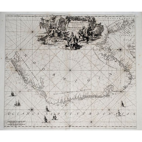 [Lot of 8 maps and prints]  Norvegiae Maritimae ab Elf-burgo ad Dronten / Pascaert van Noorwegen streckende van Elf-burg tot Dronten.