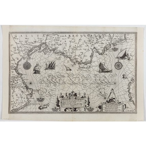 (Sea-chart of Catalunia, Languedoc, Provence, Cote d'Azur, Riviera, Corsica with Marseille, Cannes, Nice, Monaco.)