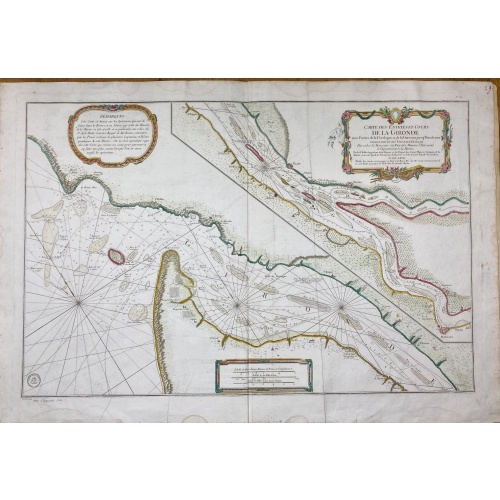 [Lot of 5 maps of the mouth of the Gironde river] Carte des Entrees et Cours de la Gironde
